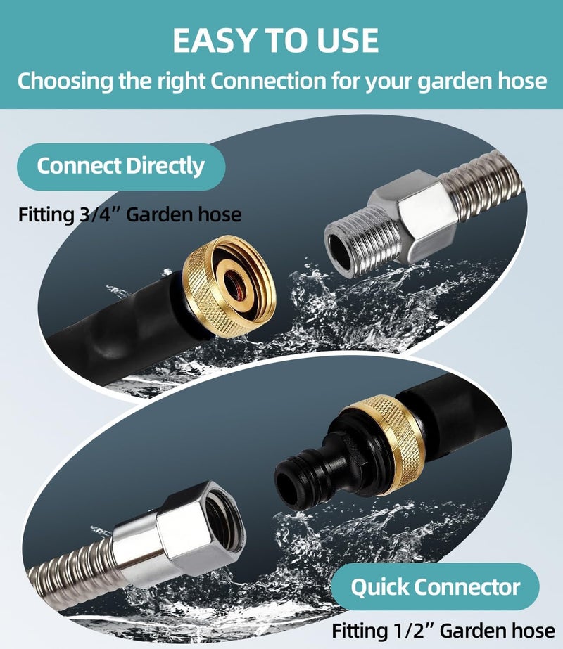 Hamirah Jet Nozzle Power Washer Wand Hose Nozzle, Hydro Jet High Pressure Washer Tools with 3 Different Nozzles, 3-In-1 Power Wand, Hose Quick Connectors For Car Pet Window Washing, Black - Image 3